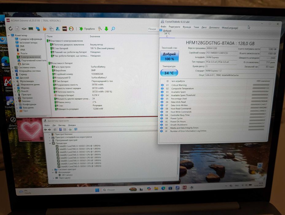 Сенсорний Microsoft Surface Go / I5-1035G1 / Nvme M.2 128 ГБ / Ram 8Gb