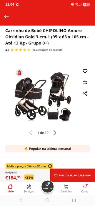 Carrinho 3 em 1 Chipolino