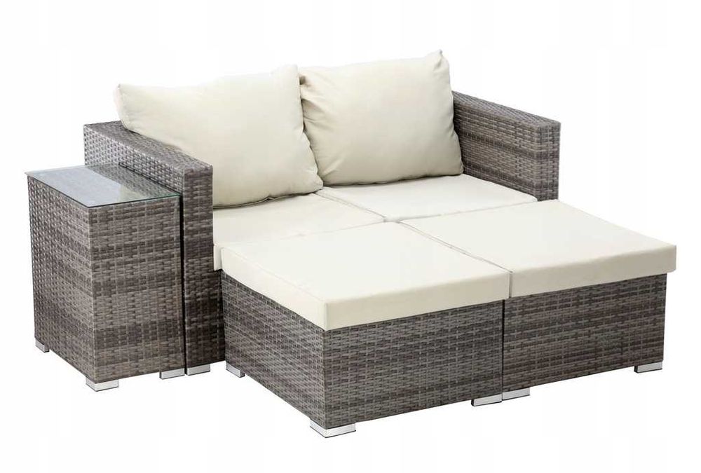 Meble ogrodowe duży zestaw sofa stolik fotele leżak NOWE