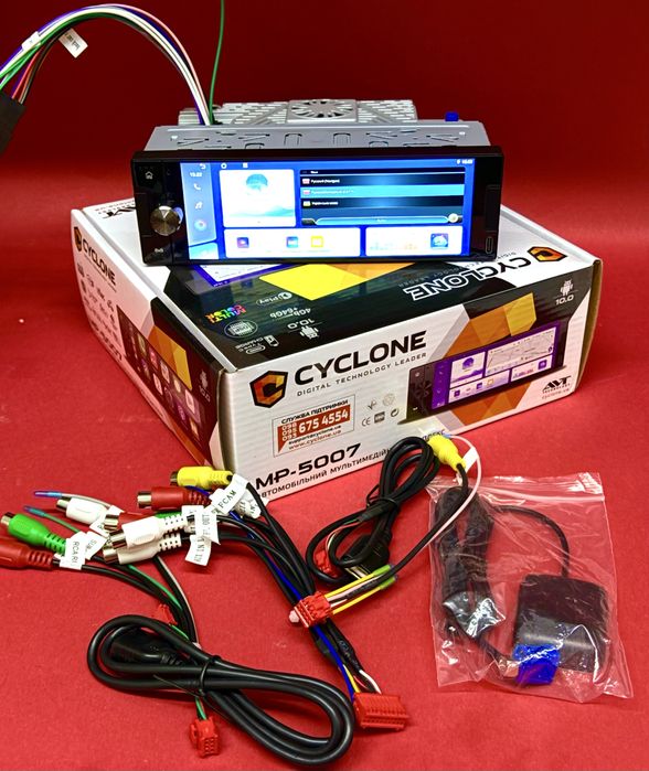 Магнітола  1дін Cyclone MP-5007 — Android, CarPlay, DSP, 4/64GB