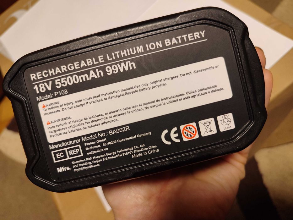 Аккумулятор, батарея Ryobi P108-122 18v 5500 MaH