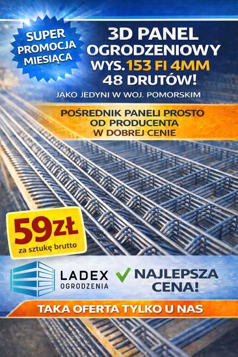 Panel 3D wys. 153cm, ogrodzenie panelowe