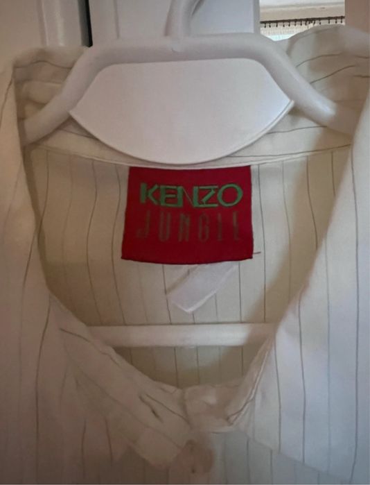 Kenzo Jungle koszula damska biała paski prążki klasyczna prosta loose