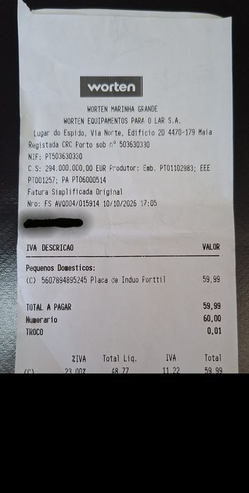 Placa de Indução Portátil NOVA