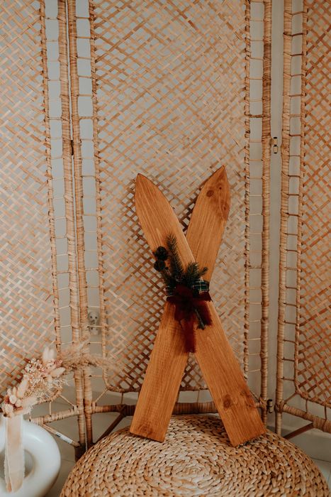 Narty drewniane do sesji świątecznej - rekwizyt handmade