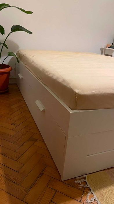 Cama 140x200 com arrumação + Colchão