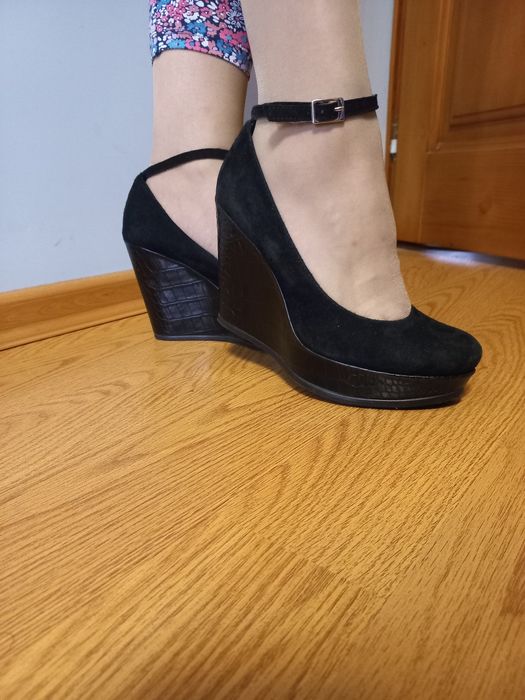 Туфлі на танкетці, туфлі замшові, шкіряні, PM Paola Martani