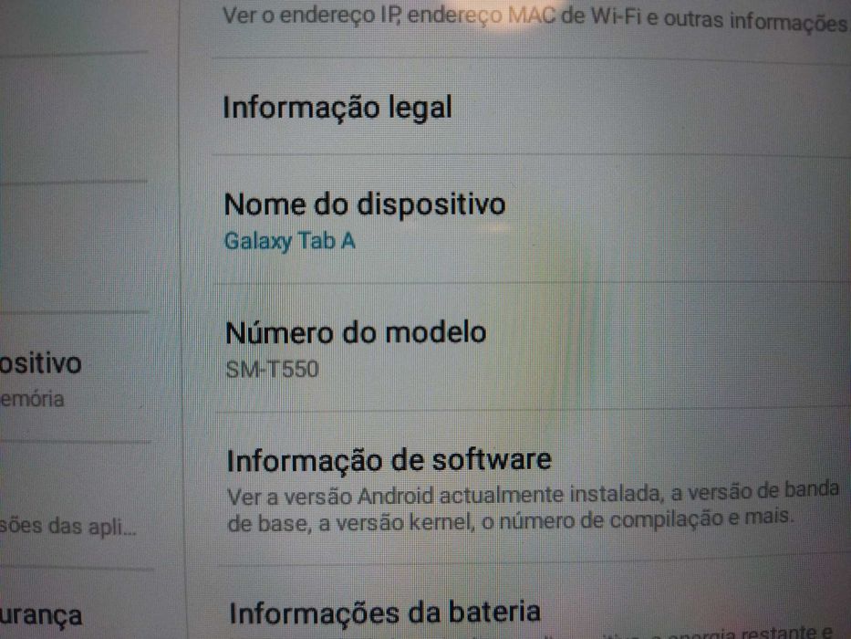 Tablet Samsung tab A SM-T550