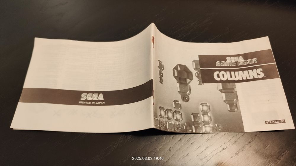 Manual Columns Sega Game Gear