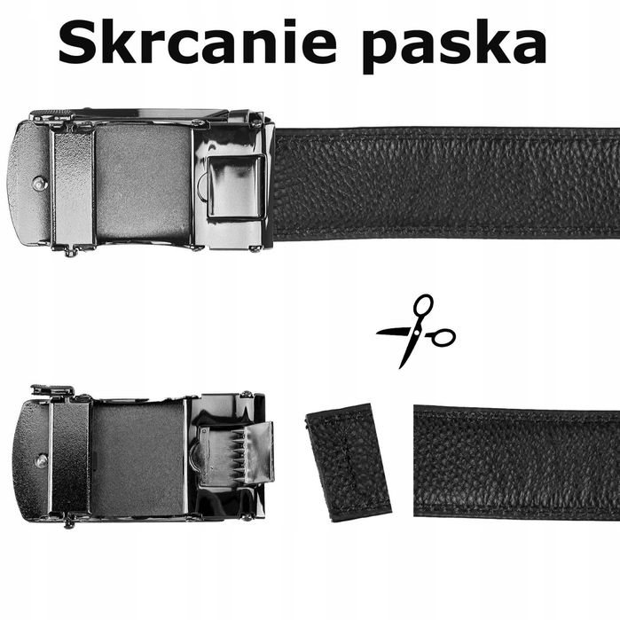 Pasek męski PIERRE CARDIN automat BLACK 130