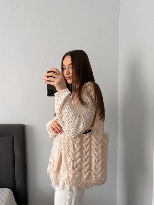 сумка, вʼязана жіноча сумка, 100% шерсть wool, шопер