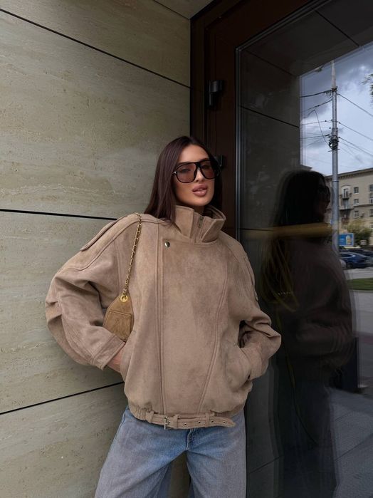 Трендова замшевв куртка косуха бомбер нубук екозамш