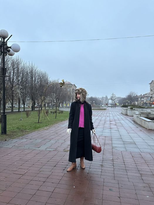 Графітове сіре пальто з вовни та кашеміру
