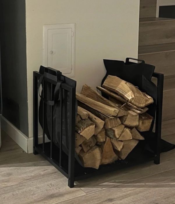 Kosz na drewno stojak metalowy na drewno do kominka