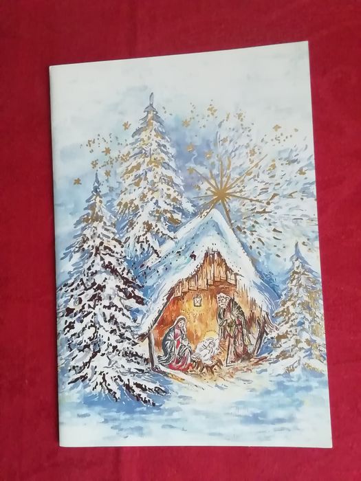 Postal de natal, pintado com a boca