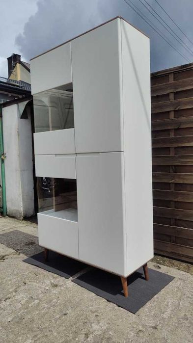 Witryna Vincent Agata Meble biała styl skandynawski + oświetlenie LED