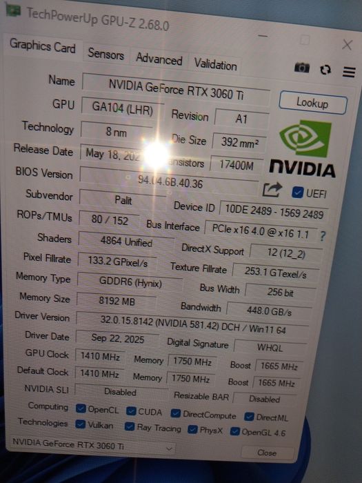 Відеокарта Palit RTX 3060Ti 8Gb ColorPOP LHR