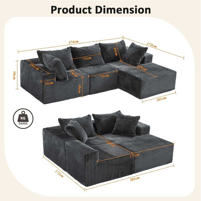 Nowa modułowa sofa / kanapa / łóżko / Vamcheer / 274CM !R190!