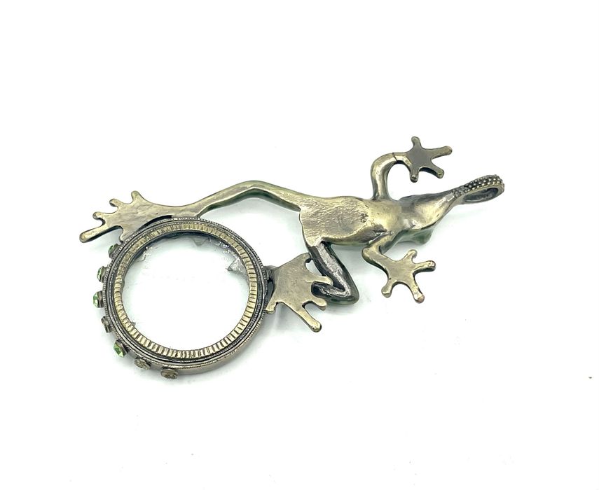 Pendente com lupa com sapo esmaltado bronze