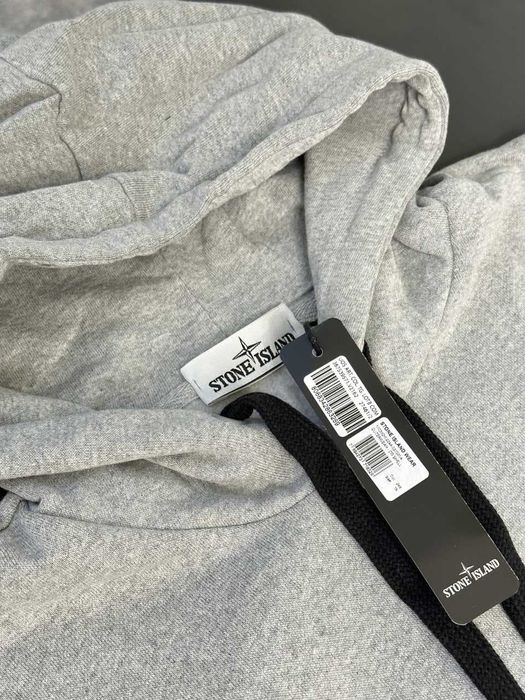 Серое Худи Stone Island - Стон Айленд Толстовка Стоник