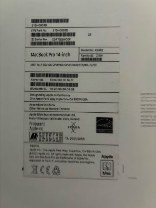 Macbook Pro M1  1TB