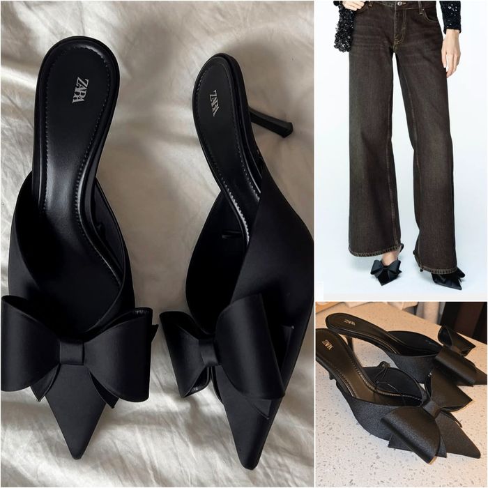 Сатинові мюлі з бантом ZARA.