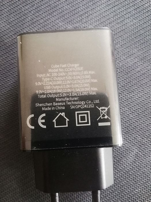 Зарядний пристрій Baseus 20W PD Fast Charging