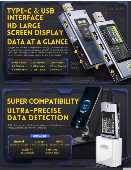 FNB58 USB (версия с Bluetooth)  и Fnirsi FNAC-28 TYPE-C