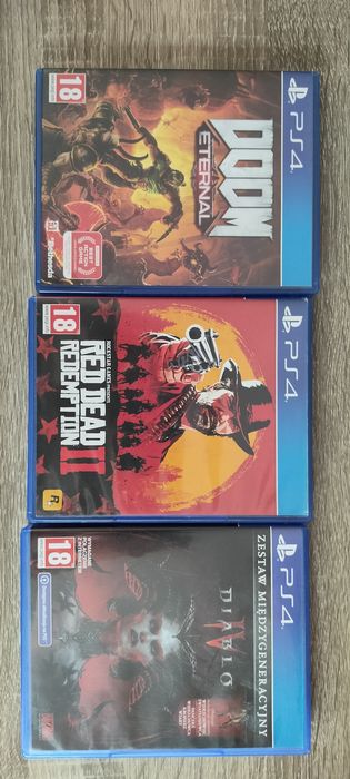 Doom eternal RDR2 DiabloIV na PS4 zestaw