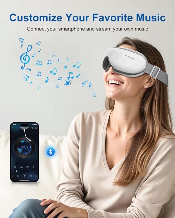 Massageador de olhos  com música de calor e Bluetooth, presente