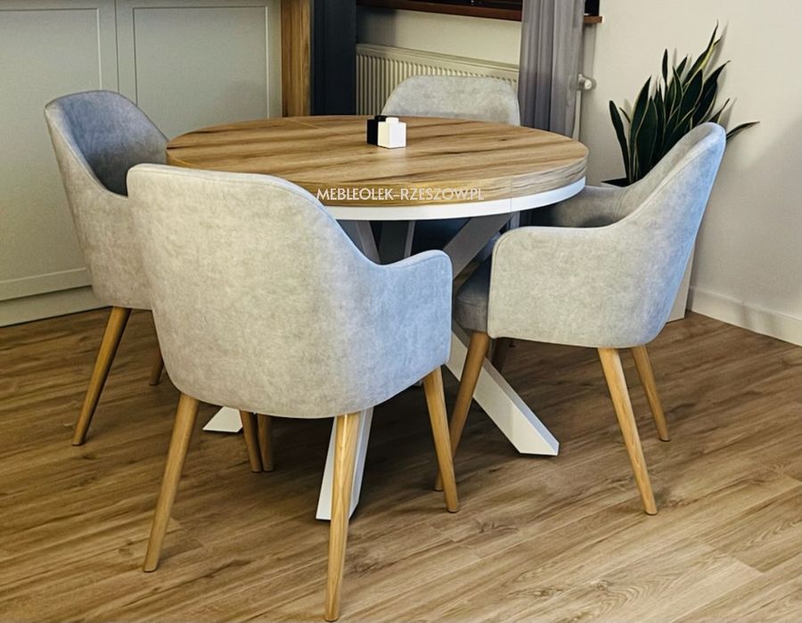 Stół okrągły rozkładany LOFT Pająk metalowa podstawa - personalizacja , transport