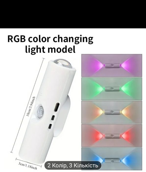 Світильник з датчиком руху, нічник на стіну, ліхтар