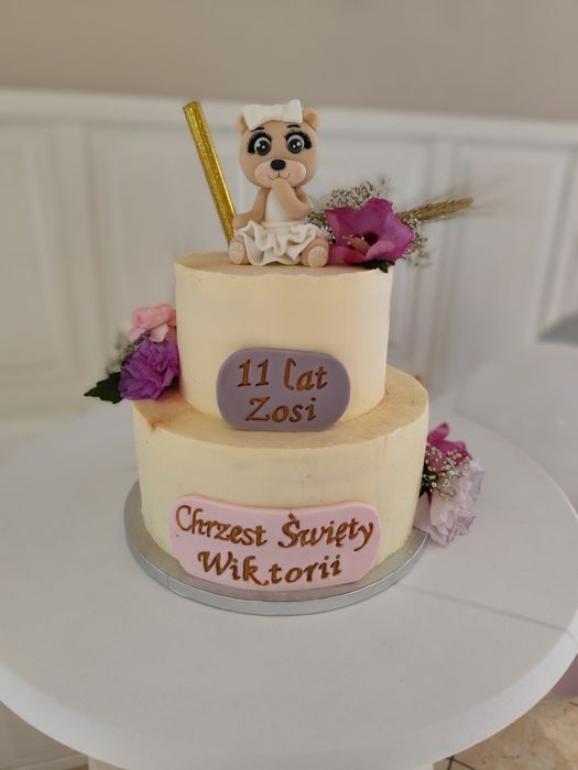 Figurka misia baletnicy chrzciny na tort