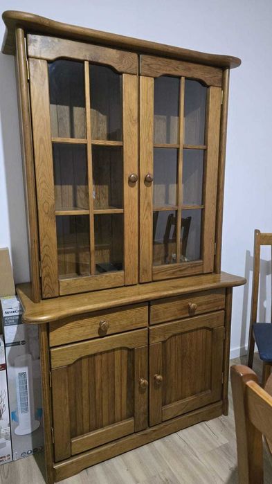 Conjunto Completo de Sala de Estar e Jantar em Madeira de Pinho Maciça