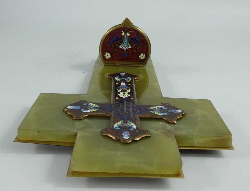 KROPIELNICA onyx emalia Jezus KRZYŻ 22,3 cm