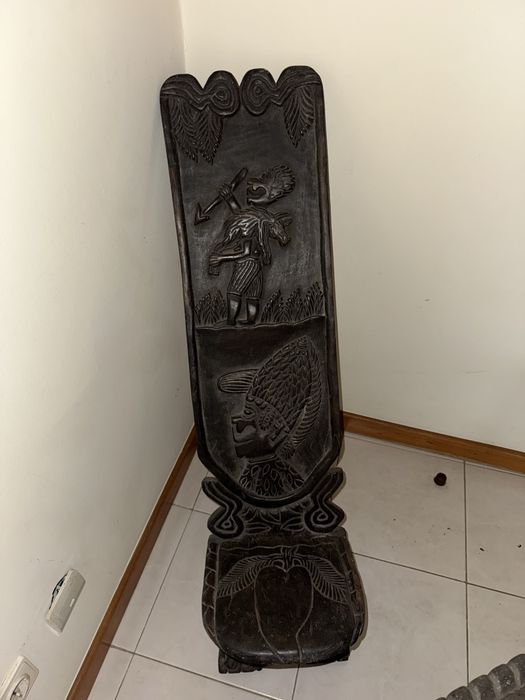 Centro de mesa e cadeiras esculpido à mão de pau preto preço negociáve