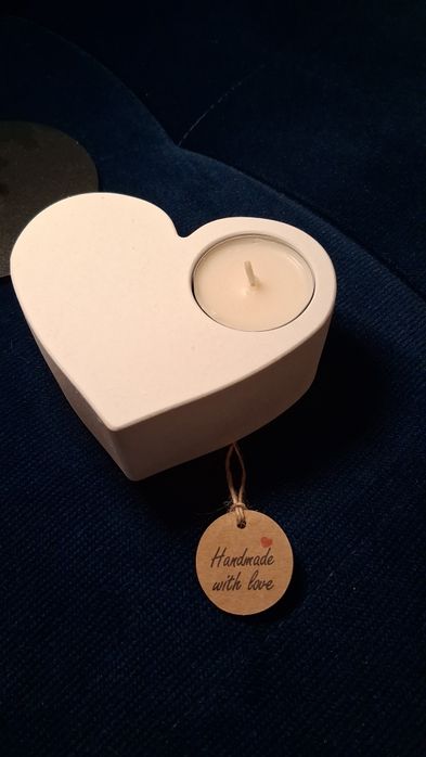 Świecznik na walentynki serce na prezent  tealighty handmade
