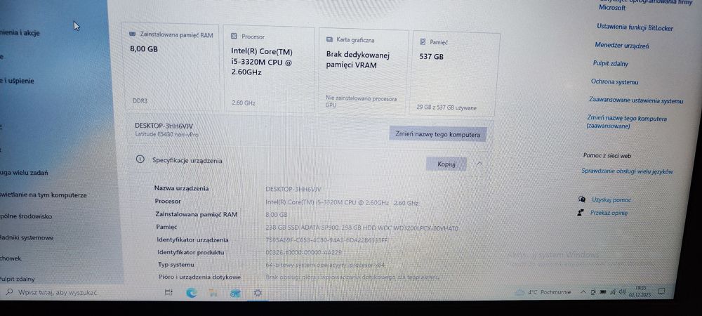 Laptop DELL Latitude E5430 + stacja dokująca + 2 zasilacze + 2 dyski
