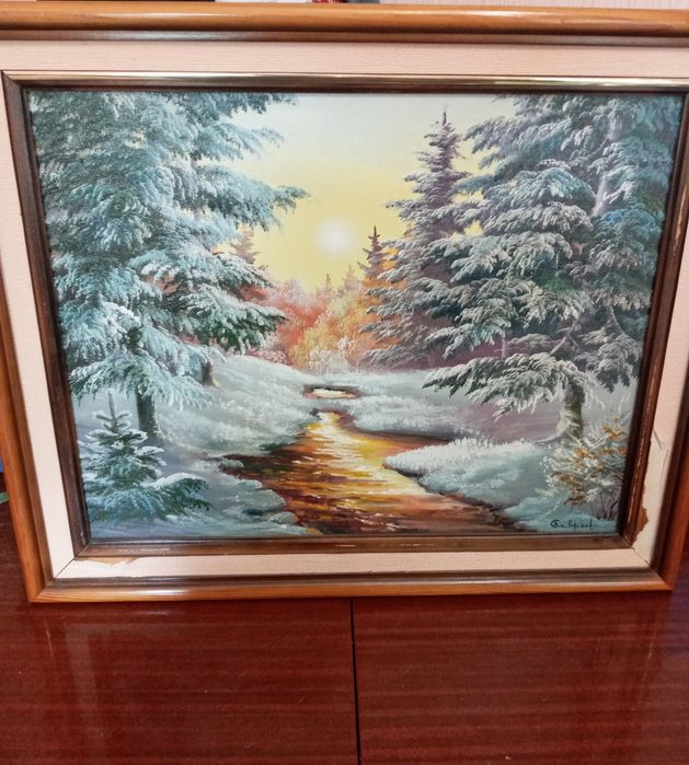 Картина:"Карпаты"  Природа, Зимний лес., написана маслом на холсте.