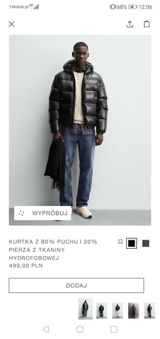 Męska kurtka zimowa puchowa ZARA roz. XL nowa