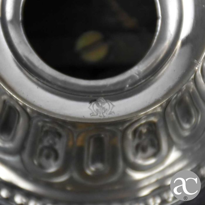 Tinteiro prata Javali e mármore, com monograma, com alma em porcelana