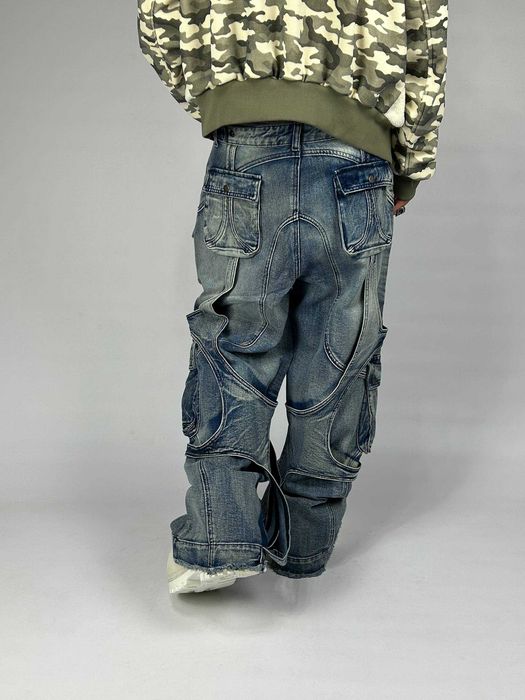 Джинси cargo jeans baggy faded archive opium широкі карго сині джынсы