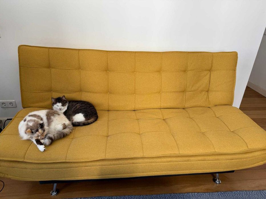 Sofá cama em tecido WILLEM amarelo Conforama