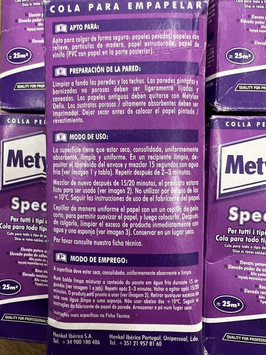 Pack 7 x Cola Especial Papel Parede Metylan - NOVO