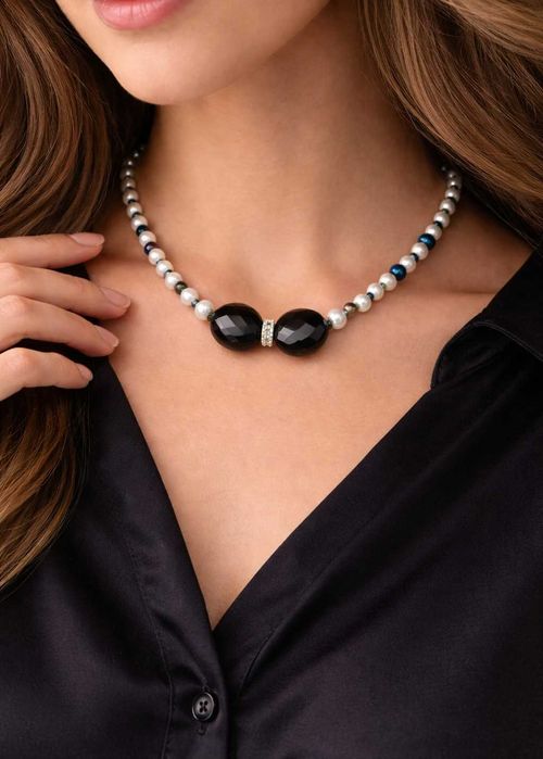 Бижутерия колье Бабочка бусины /  Біжутерія кольє Метелик перли