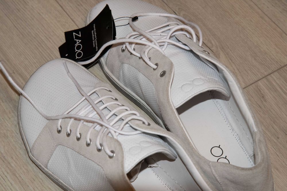 Buty skórzane białe  męskie Barefoot - ZAQQ QORE Low White
