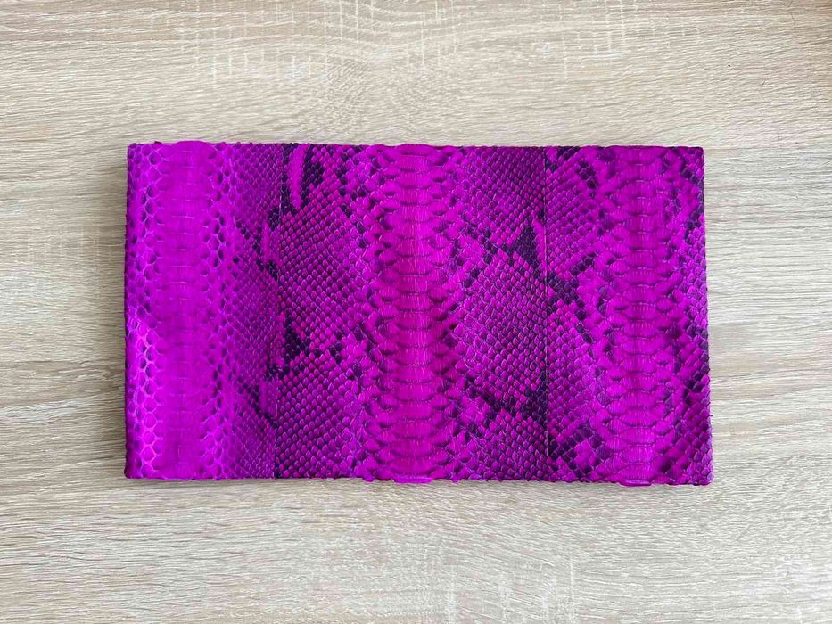 Клатч женский сумка из натуральной кожи питона фуксия коричневый Тай