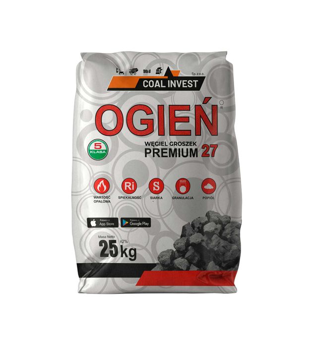 Ogień Groszek Premium worek 25kg niespiekający