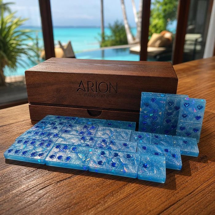 Rękodzieło unikatowe- piękne turkusowa woda Bora Bora- Domino!