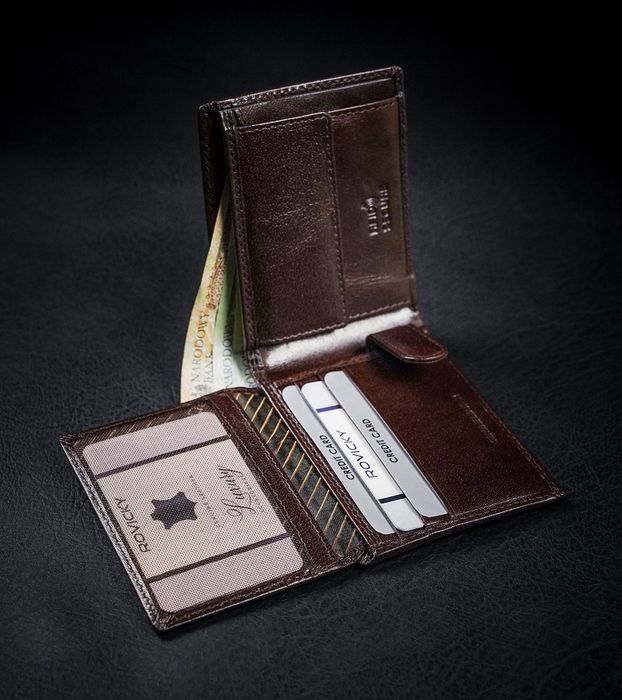 skórzany portfel męski z ochroną kart rfid protect - rovicky